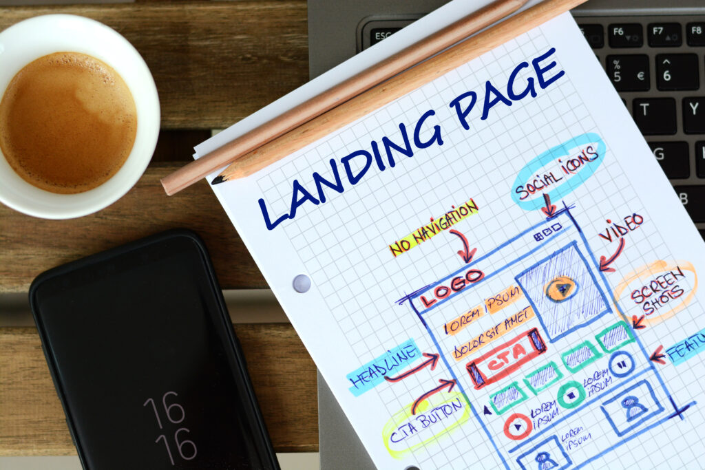 image of a notebook titled landing page