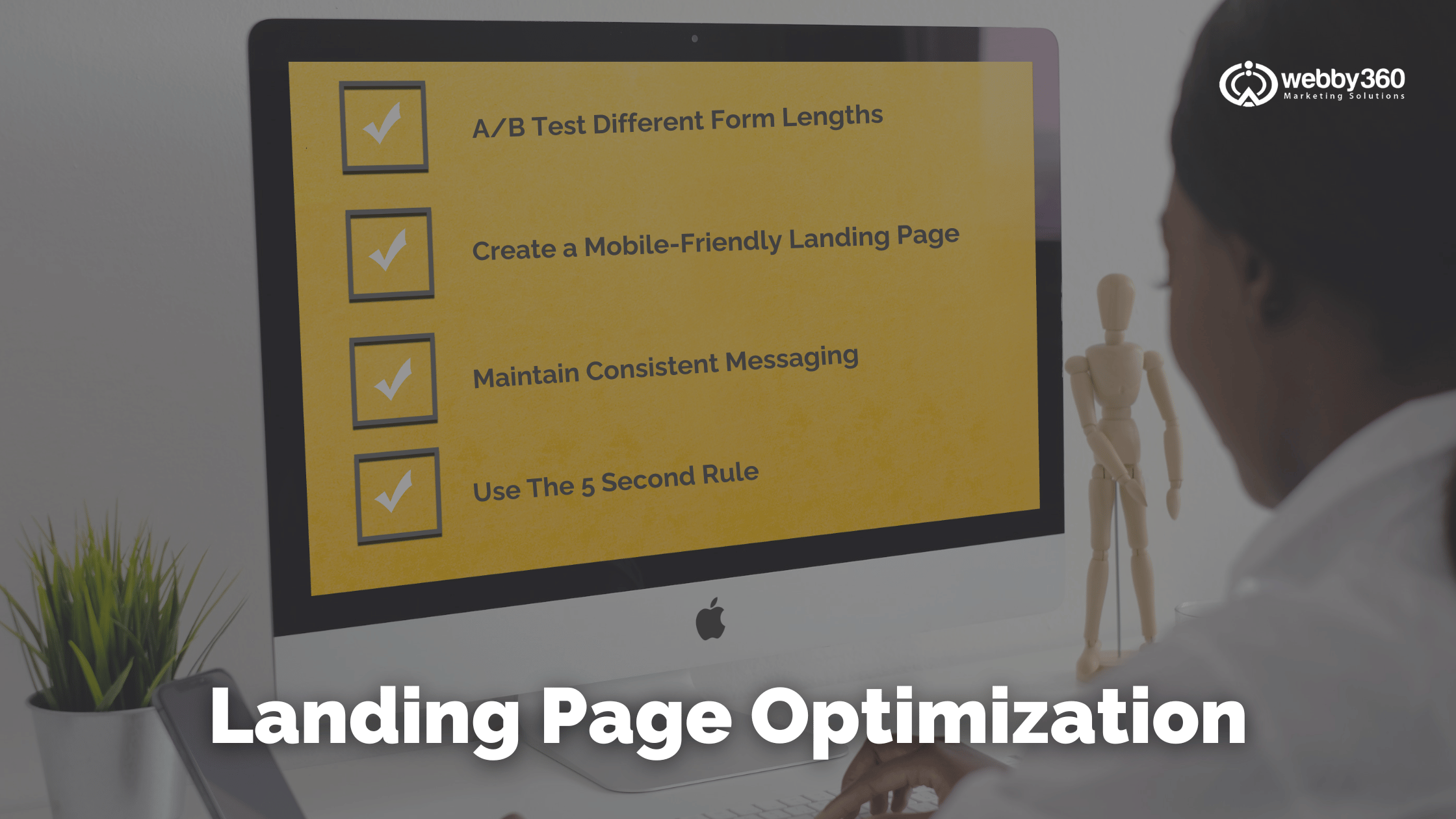 image of a landing page optimization checklist on a laptop screen